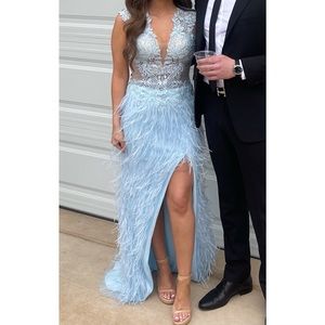 COPY - Jovani Sheath Feather Dress.